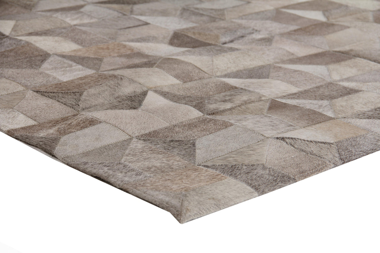 Exquisite Rugs Natural Hide Handmade Leather Hide in 3355 Gray/Multi 5' x 8' Area Rug
