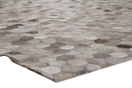 Exquisite Rugs Natural Hide Handmade Leather Hide in 3357 Dark Gray/Multi 5' x 8' Area Rug