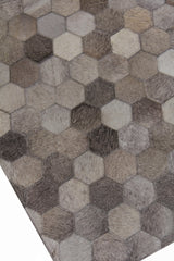 Exquisite Rugs Natural Hide Handmade Leather Hide in 3357 Dark Gray/Multi 5' x 8' Area Rug