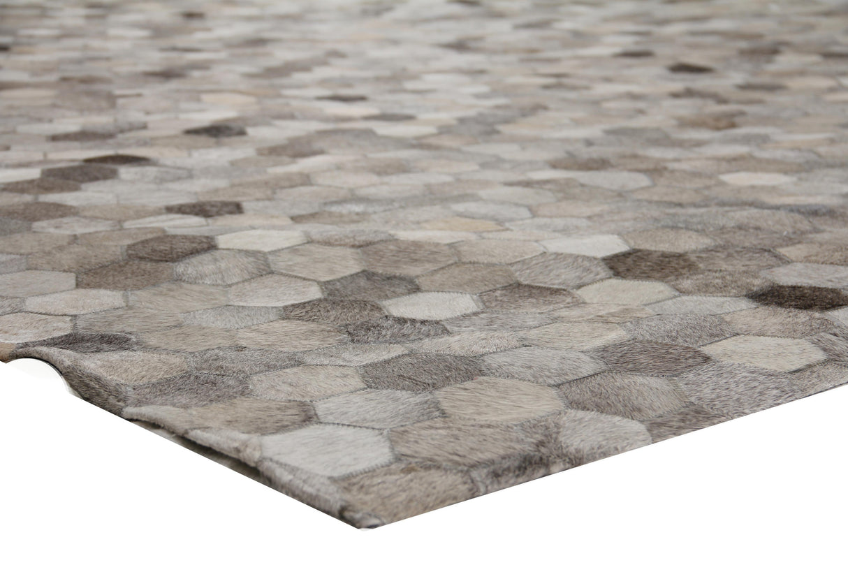 Exquisite Rugs Natural Hide Handmade Leather Hide in 3357 Dark Gray/Multi 8' x 11' Area Rug