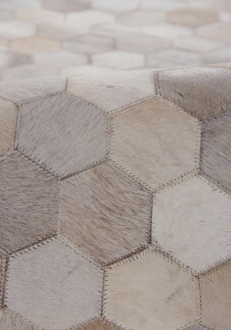 Exquisite Rugs Natural Hide Handmade Leather Hide in 3358 Ivory/Multi 8' x 11' Area Rug