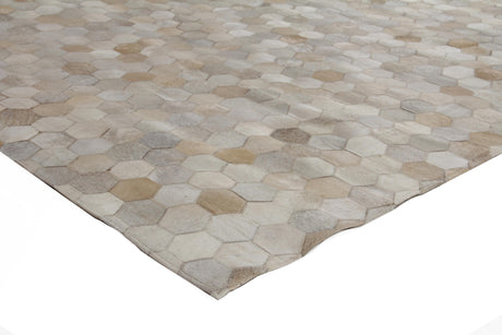 Exquisite Rugs Natural Hide Handmade Leather Hide in 3358 Ivory/Multi 8' x 11' Area Rug