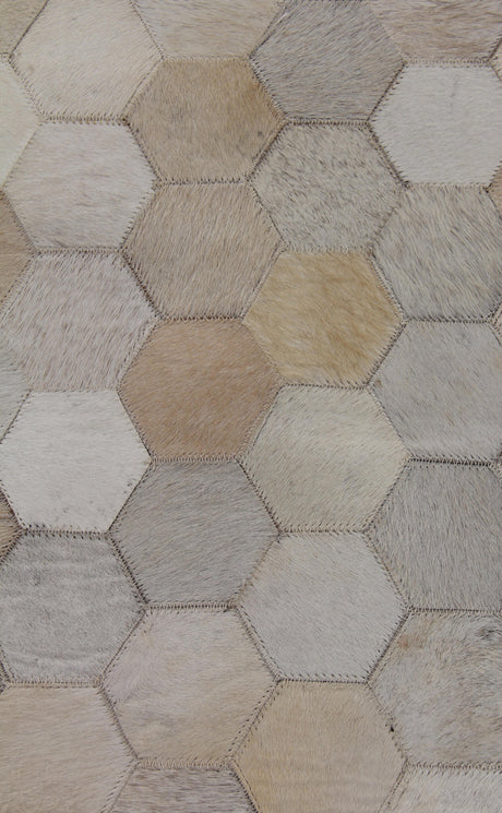 Exquisite Rugs Natural Hide Handmade Leather Hide in 3358 Ivory/Multi 8' x 11' Area Rug