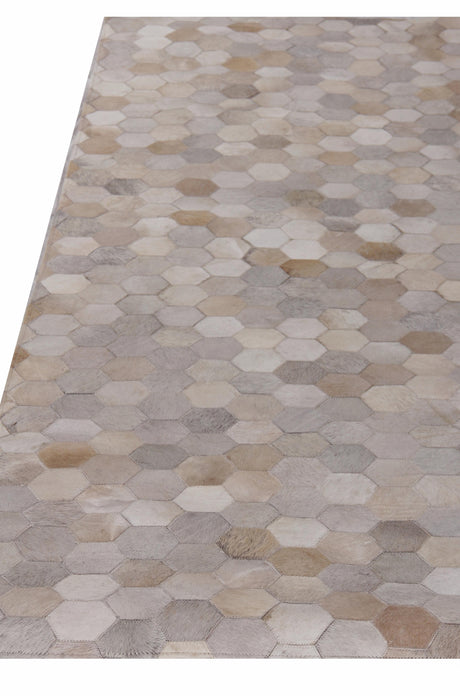 Exquisite Rugs Natural Hide Handmade Leather Hide in 3358 Ivory/Multi 8' x 11' Area Rug