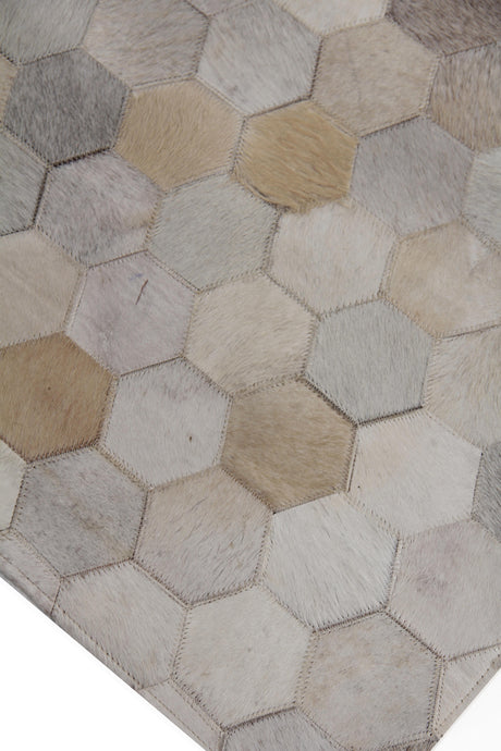 Exquisite Rugs Natural Hide Handmade Leather Hide in 3358 Ivory/Multi 8' x 11' Area Rug