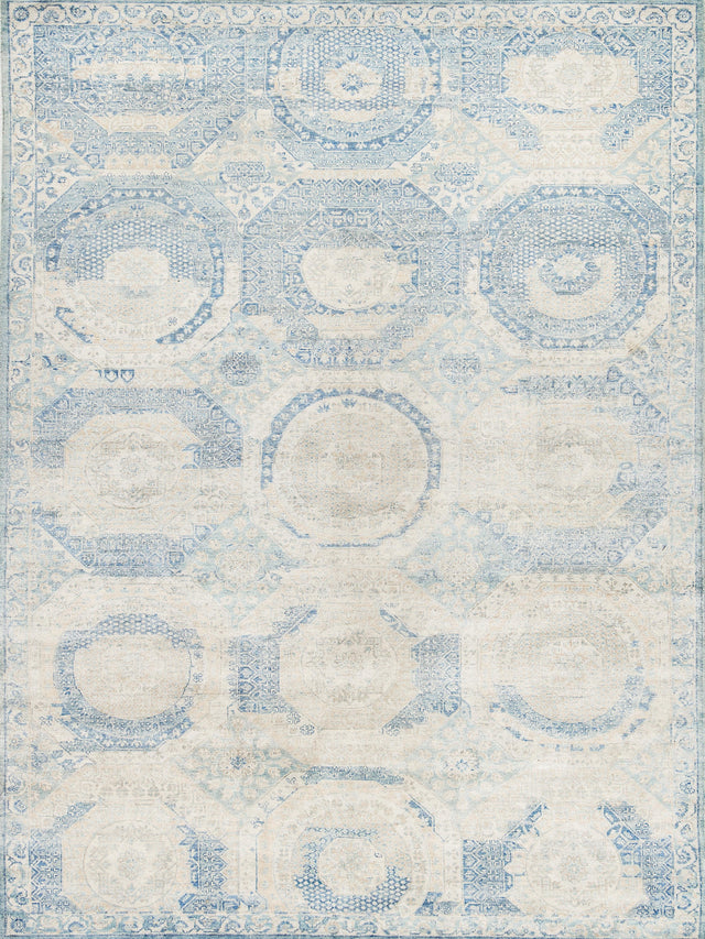 Exquisite Rugs Fine Mamluk Hand Knotted Bamboo Silk in 3371 Blue 12' x 15' Area Rug