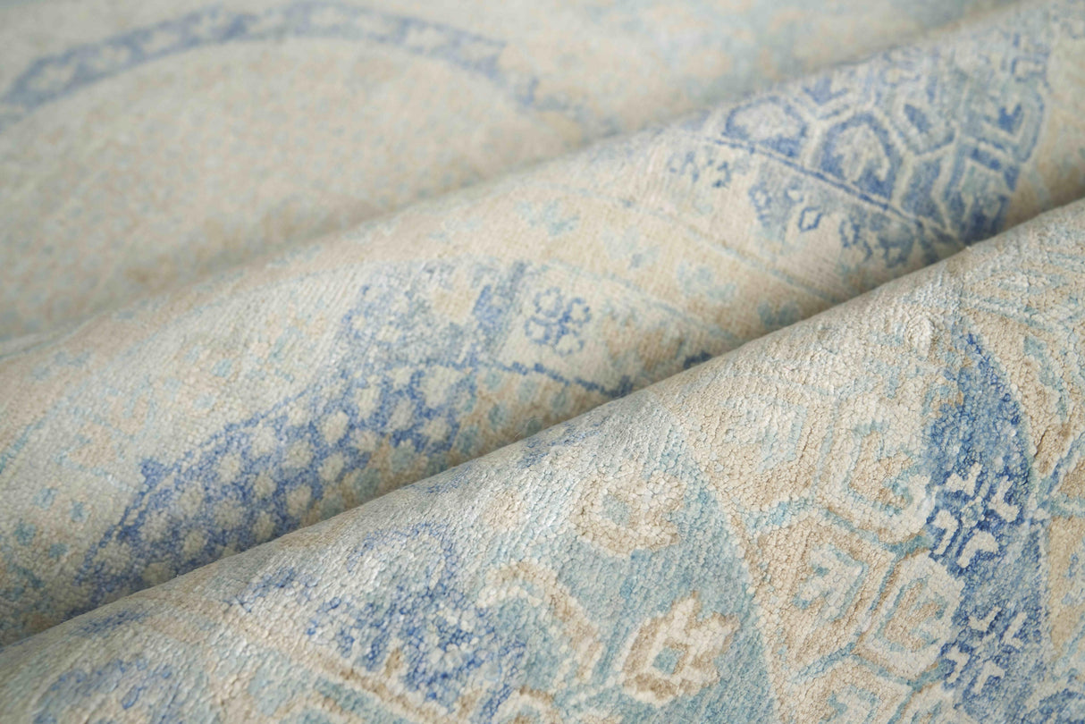 Exquisite Rugs Fine Mamluk Hand Knotted Bamboo Silk in 3371 Blue 8' x 10' Area Rug