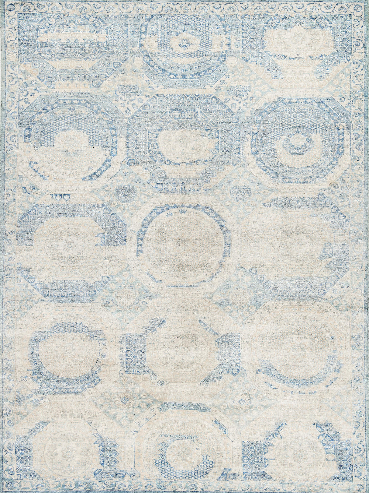Exquisite Rugs Fine Mamluk Hand Knotted Bamboo Silk in 3371 Blue 9' x 12' Area Rug