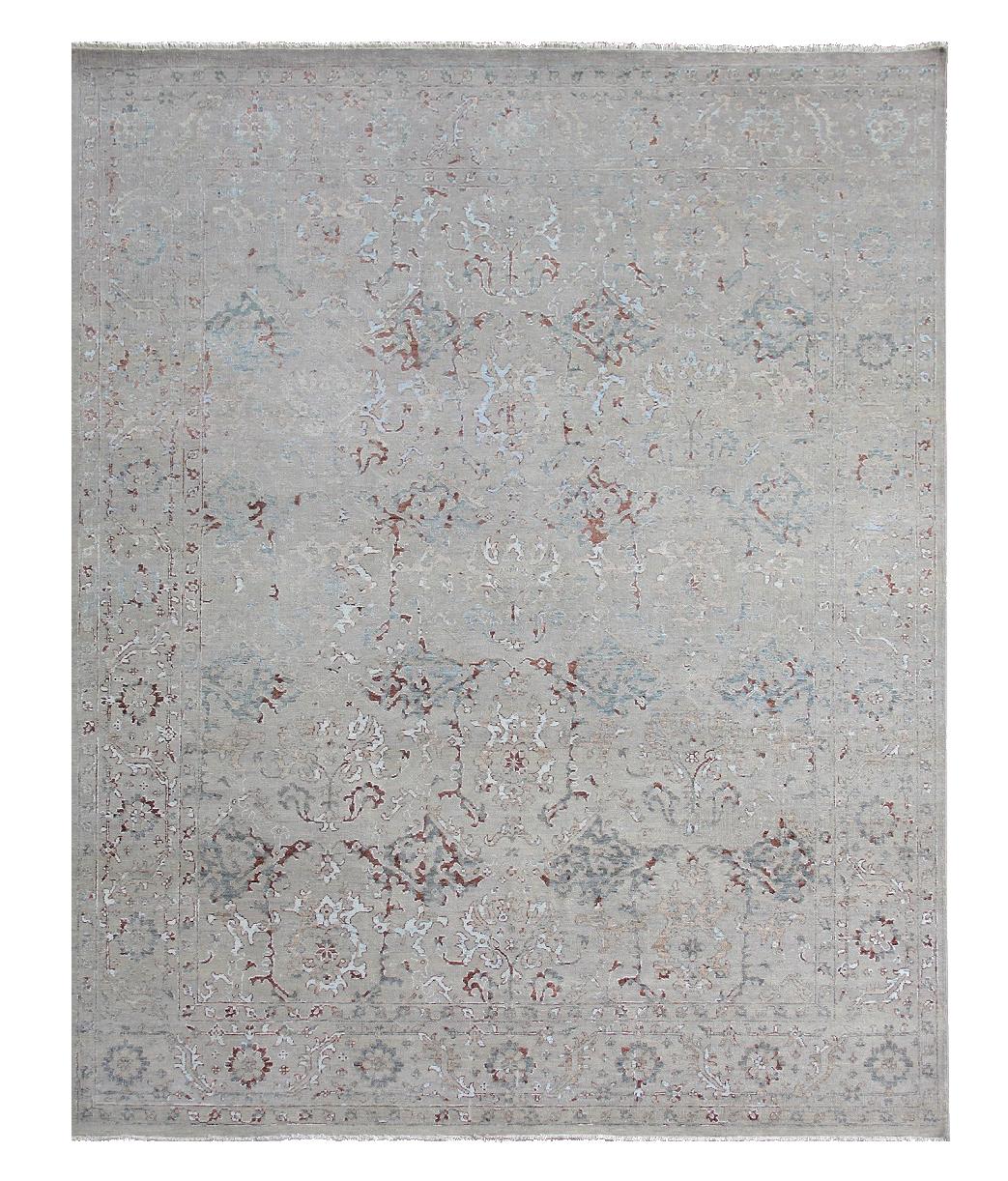 Exquisite Rugs Beverly Hand Knotted Wool/Bamboo Silk in 3373 Light Blue/Gray 10' x 14' Area Rug