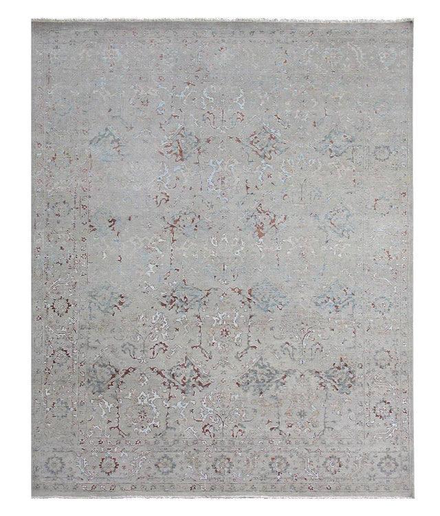 Exquisite Rugs Beverly Hand Knotted Wool/Bamboo Silk in 3373 Light Blue/Gray 10' x 14' Area Rug