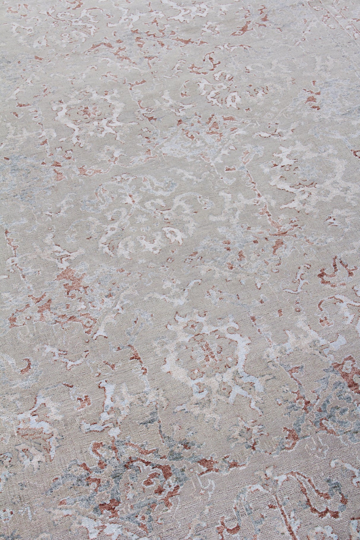Exquisite Rugs Beverly Hand Knotted Wool/Bamboo Silk in 3373 Light Blue/Gray 10' x 14' Area Rug
