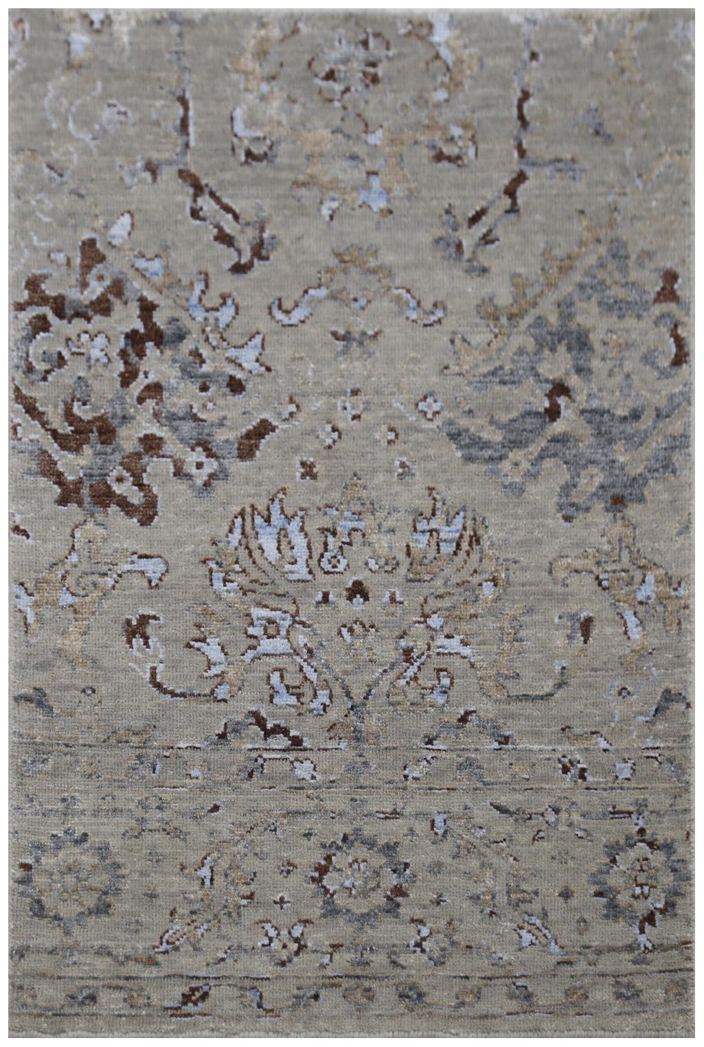 Exquisite Rugs Beverly Hand Knotted Wool/Bamboo Silk in 3373 Light Blue/Gray 10' x 14' Area Rug