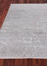 Exquisite Rugs Beverly Hand Knotted Wool/Bamboo Silk in 3373 Light Blue/Gray 10' x 14' Area Rug