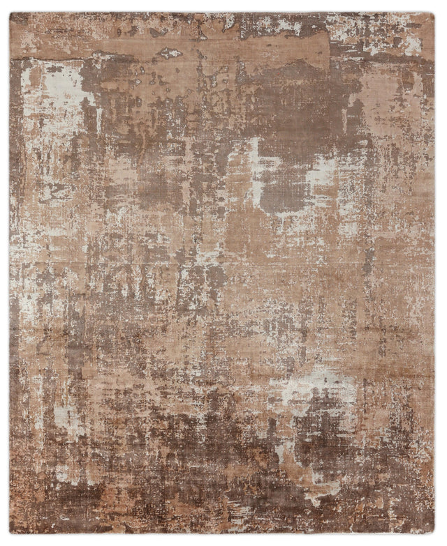 Exquisite Rugs Koda Hand Loomed Bamboo Silk in 3378 Beige/Ivory 9' x 12' Area Rug