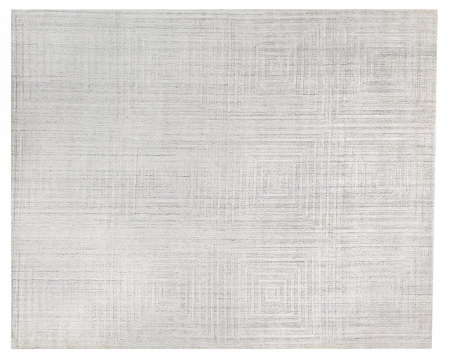 Exquisite Rugs Robin Embossed Hand Loomed Bamboo Silk/Wool in 3407 White 12' x 15' Area Rug