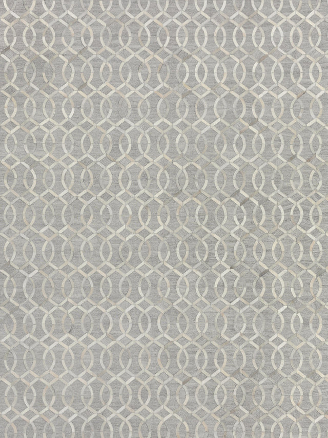 Exquisite Rugs Berlin Hand Tufted Leather/Viscose in 3413 Silver/Ivory 5' x 8' Area Rug