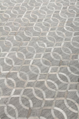 Exquisite Rugs Berlin Hand Tufted Leather/Viscose in 3413 Silver/Ivory 8' x 10' Area Rug