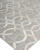 Exquisite Rugs Berlin Hand Tufted Leather/Viscose in 3413 Silver/Ivory 8' x 10' Area Rug