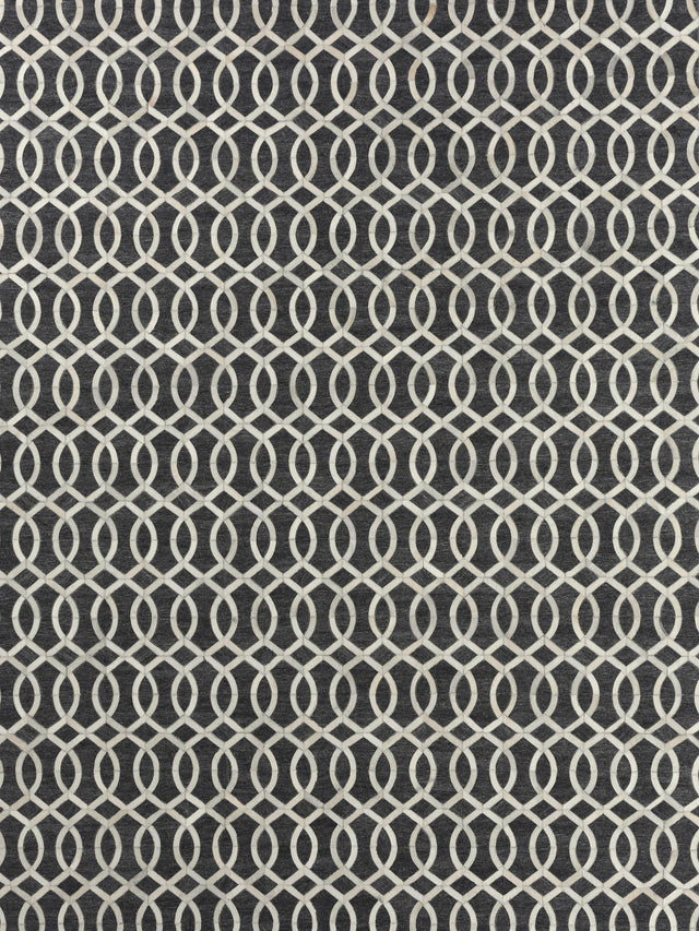 Exquisite Rugs Berlin Hand Tufted Leather/Viscose in 3414 Charcoal/Ivory 5' x 8' Area Rug