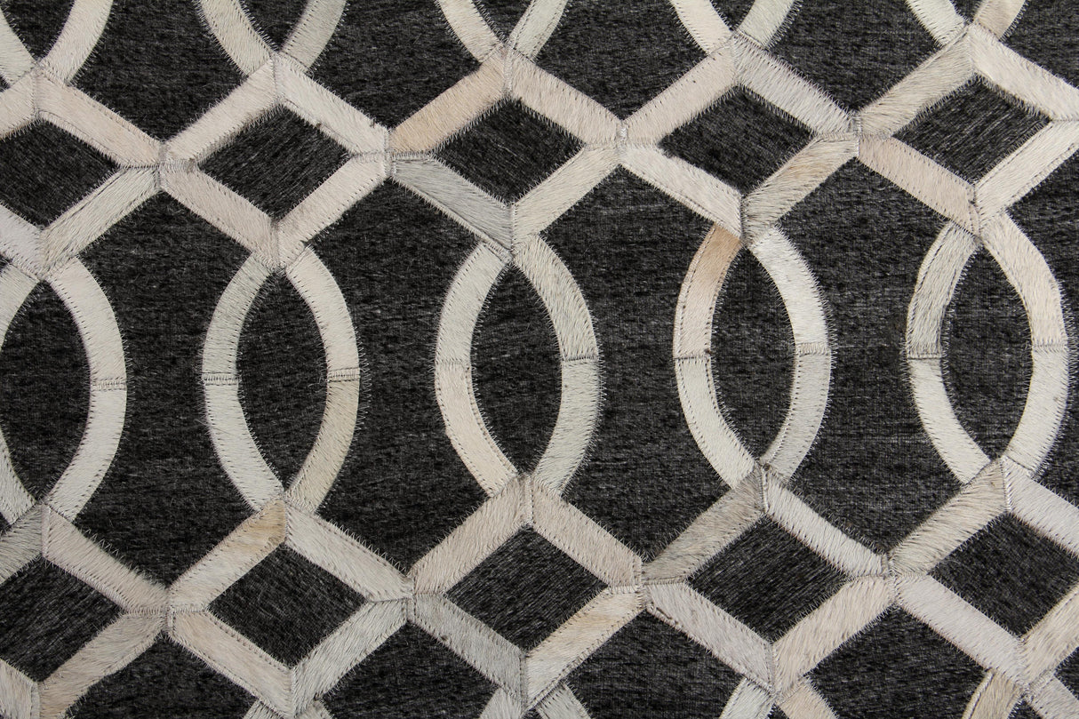 Exquisite Rugs Berlin Hand Tufted Leather/Viscose in 3414 Charcoal/Ivory 8' x 10' Area Rug