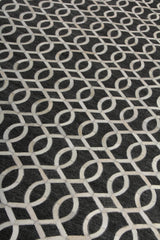 Exquisite Rugs Berlin Hand Tufted Leather/Viscose in 3414 Charcoal/Ivory 8' x 10' Area Rug