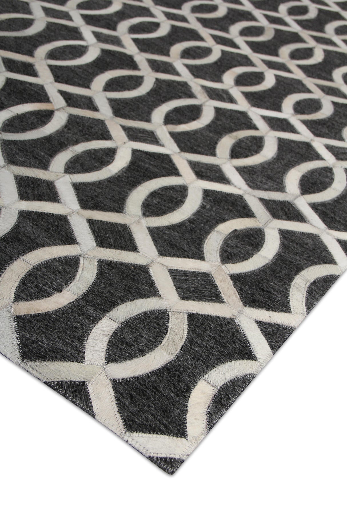 Exquisite Rugs Berlin Hand Tufted Leather/Viscose in 3414 Charcoal/Ivory 8' x 11' Area Rug