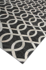 Exquisite Rugs Berlin Hand Tufted Leather/Viscose in 3414 Charcoal/Ivory 8' x 11' Area Rug