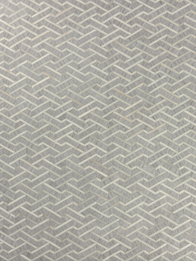 Exquisite Rugs Berlin Hand Tufted Leather/Viscose in 3416 Silver/Ivory 5' x 8' Area Rug