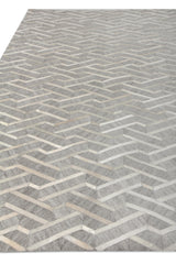 Exquisite Rugs Berlin Hand Tufted Leather/Viscose in 3416 Silver/Ivory 5' x 8' Area Rug