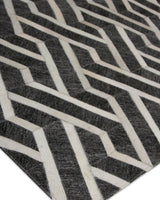 Exquisite Rugs Berlin Hand Tufted Leather/Viscose in 3417 Charcoal/Ivory 5' x 8' Area Rug