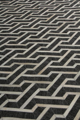 Exquisite Rugs Berlin Hand Tufted Leather/Viscose in 3417 Charcoal/Ivory 5' x 8' Area Rug