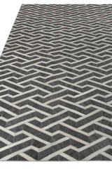 Exquisite Rugs Berlin Hand Tufted Leather/Viscose in 3417 Charcoal/Ivory 8' x 11' Area Rug