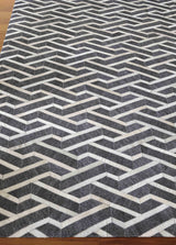 Exquisite Rugs Berlin Hand Tufted Leather/Viscose in 3417 Charcoal/Ivory 8' x 11' Area Rug