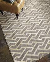 Exquisite Rugs Berlin Hand Tufted Leather/Viscose in 3418 Beige/Ivory 5' x 8' Area Rug