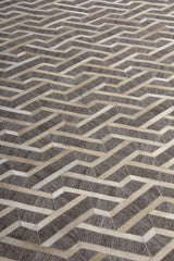 Exquisite Rugs Berlin Hand Tufted Leather/Viscose in 3418 Beige/Ivory 5' x 8' Area Rug