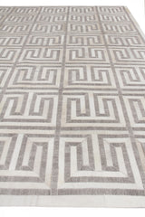 Exquisite Rugs Berlin Hand Tufted Leather/Viscose in 3419 Silver/Ivory 8' x 10' Area Rug
