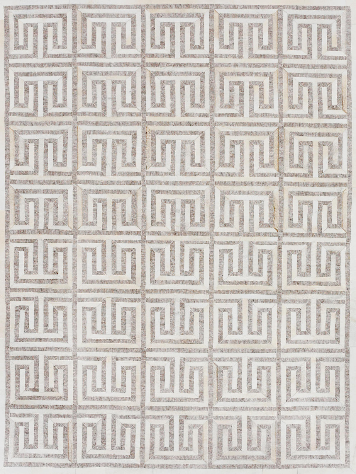 Exquisite Rugs Berlin Hand Tufted Leather/Viscose in 3419 Silver/Ivory 8' x 10' Area Rug