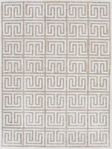 Exquisite Rugs Berlin Hand Tufted Leather/Viscose in 3419 Silver/Ivory 8' x 10' Area Rug