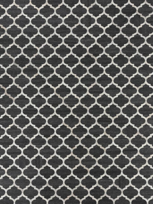Exquisite Rugs Berlin Hand Tufted Leather/Viscose in 3423 Charcoal/Ivory 8' x 11' Area Rug