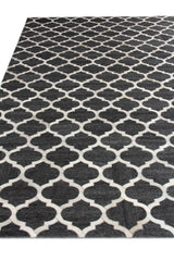 Exquisite Rugs Berlin Hand Tufted Leather/Viscose in 3423 Charcoal/Ivory 8' x 11' Area Rug