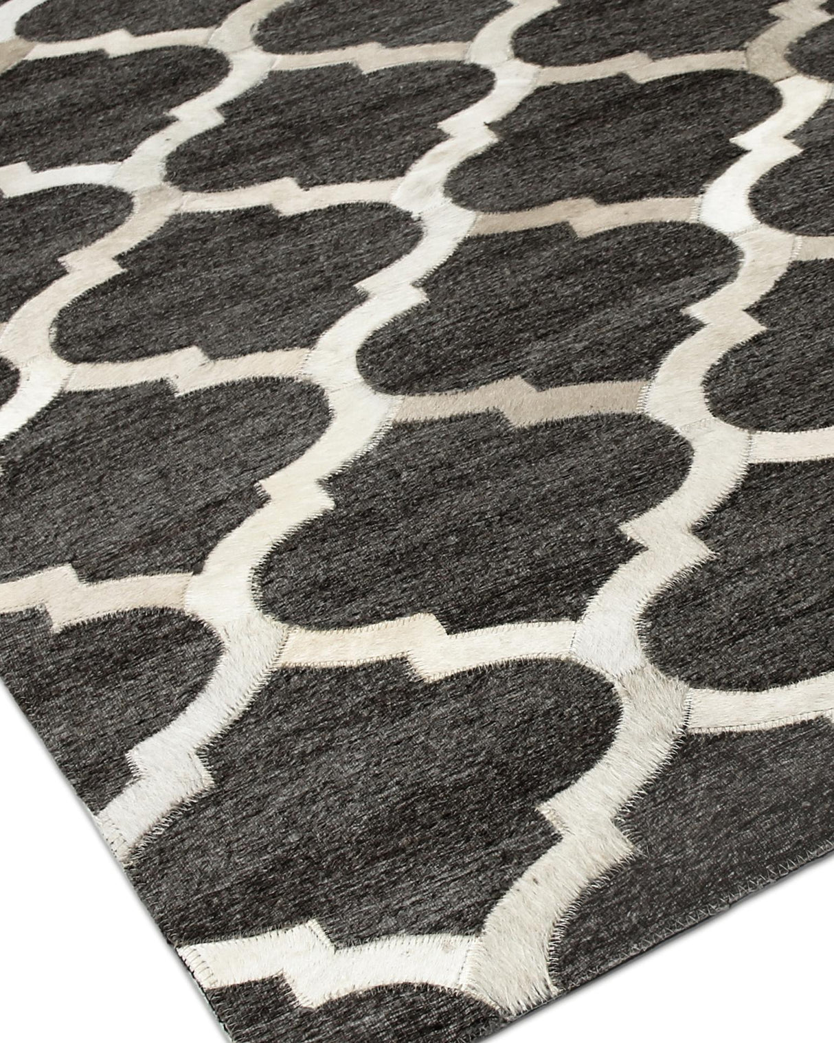 Exquisite Rugs Berlin Hand Tufted Leather/Viscose in 3423 Charcoal/Ivory 8' x 11' Area Rug