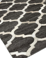 Exquisite Rugs Berlin Hand Tufted Leather/Viscose in 3423 Charcoal/Ivory 8' x 11' Area Rug