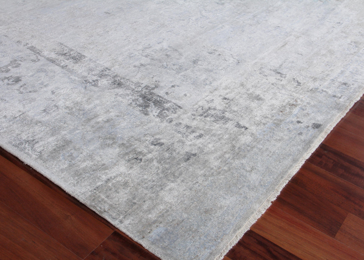 Exquisite Rugs Beverly Hand Knotted Wool/Bamboo Silk in 3448 Gray 6' x 9' Area Rug