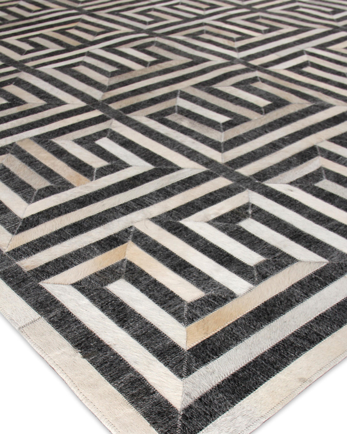 Exquisite Rugs Berlin Hand Tufted Leather/Viscose in 3455 Charcoal/Ivory 11.5' x 14.5' Area Rug