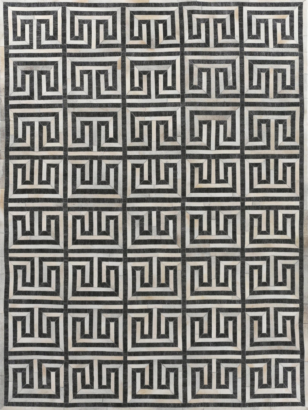 Exquisite Rugs Berlin Hand Tufted Leather/Viscose in 3455 Charcoal/Ivory 5' x 8' Area Rug