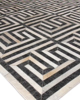 Exquisite Rugs Berlin Hand Tufted Leather/Viscose in 3455 Charcoal/Ivory 8' x 10' Area Rug