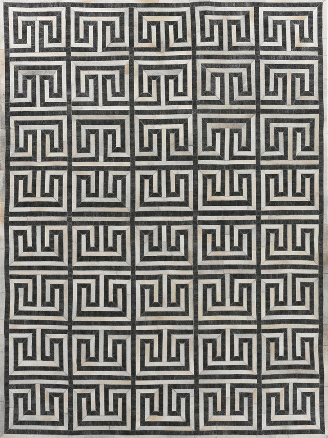 Exquisite Rugs Berlin Hand Tufted Leather/Viscose in 3455 Charcoal/Ivory 8' x 10' Area Rug