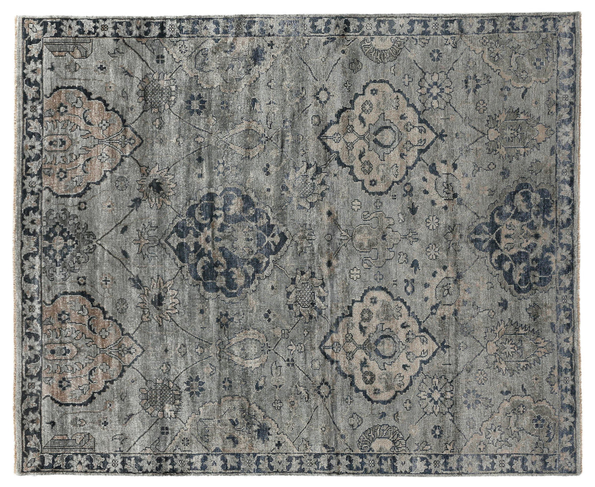 Exquisite Rugs Antique Weave Bamboo Hand Knotted Bamboo Silk in 3483 Blue/Gray 12' x 15' Area Rug
