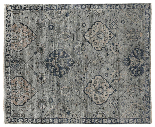 Exquisite Rugs Antique Weave Bamboo Hand Knotted Bamboo Silk in 3483 Blue/Gray 12' x 15' Area Rug
