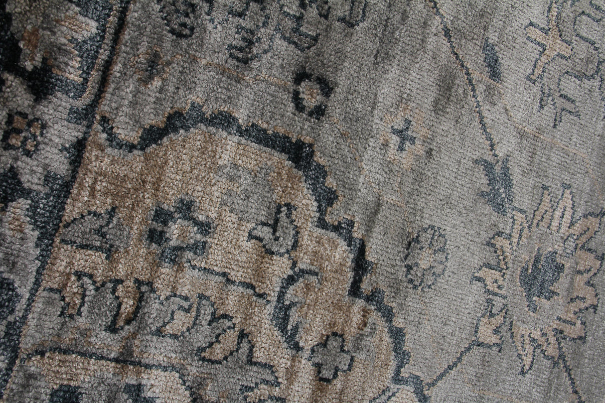 Exquisite Rugs Antique Weave Bamboo Hand Knotted Bamboo Silk in 3483 Blue/Gray 12' x 15' Area Rug